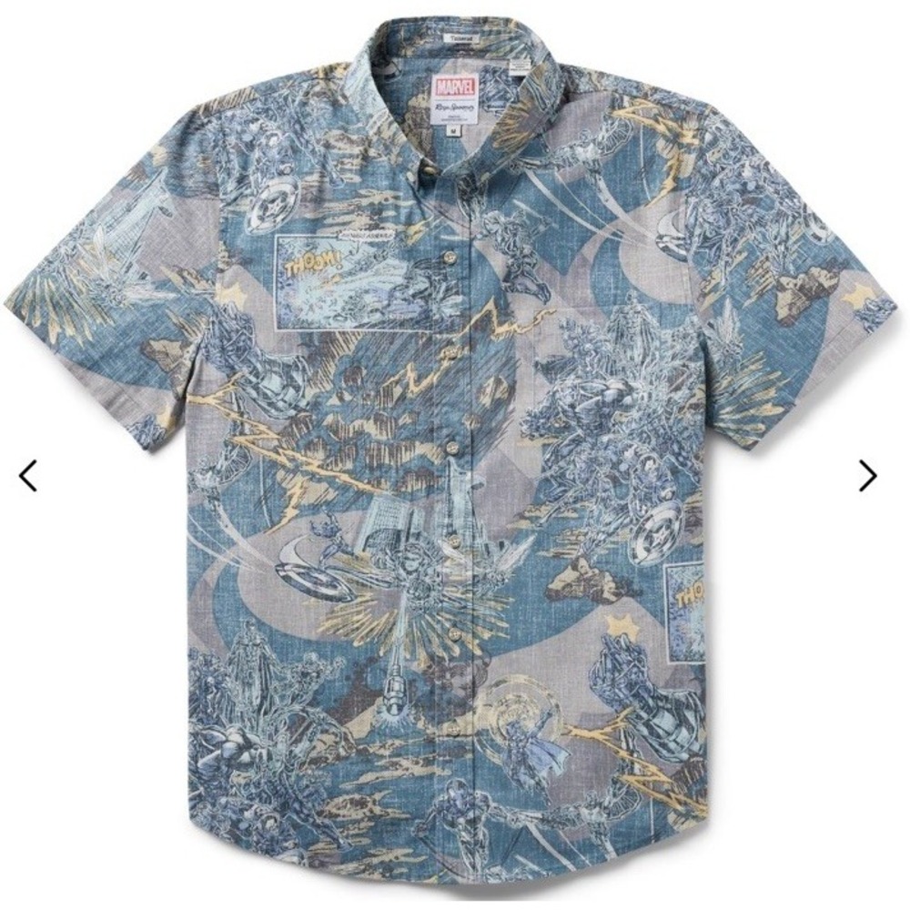 NEW Reyn Spooner Marvel Avengers Assemble Camp Button Up S/S Shirt Men's Size XL - Picture 3 of 3